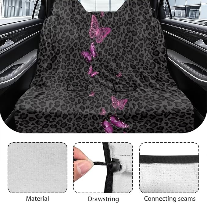 Renewold Rear Bench Protective Dog Car Seat Cover Car Back Seat Towel Cover After Gym Running Surfing Cushion Mat Purple Butterfly Leopard Print Universal Fit Most Vehicles Bus Train Camping Pads