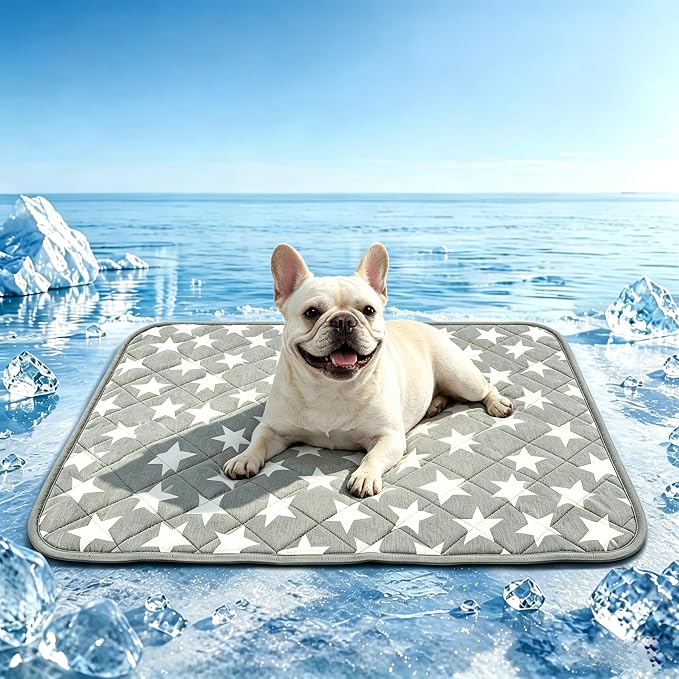 GOLOPET Dog Cooling Mat 18x24in | Breathable Arc-Chill Cooling Fabric,Endothermic Color Changing,Visually display the cooling operation status on the surface