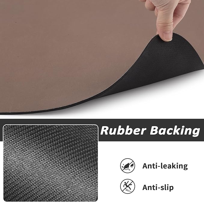 HotLive Dog Food Mat - Absorbent Cat Mat for Food and Water, No Stains Pet Feeding Bowl Mat, Easy to Clean Pet Placemats, Quick Dry Dog Water Dispenser Mat for Messy Drinkers | Paw Brown 12"x 19"