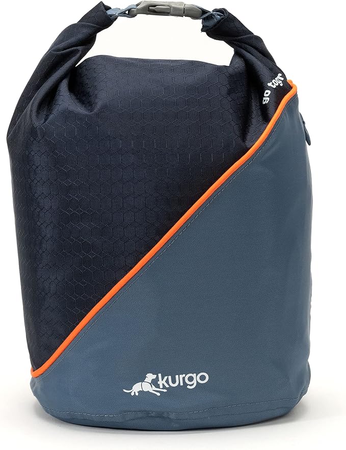 Kurgo Kibble Carrier - Portable Kibble Carrier - Compact Travel Storage - Dog Food Dry Bag - Camping Dog Storage - 5 lb Capacity - Navy
