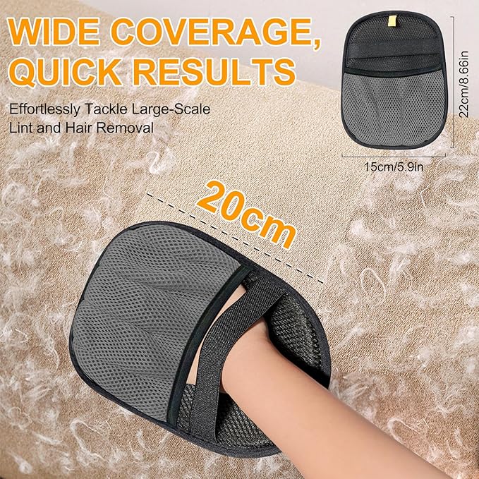 PurePath Pet Hair Removal Glove – Electrostatic Pet Hair Remover for Laundry, Couch, Carpet, Furniture & Pet Grooming – Reusable Cat Dog Hair Magic Brush Mitt – Grey (1 PCS)