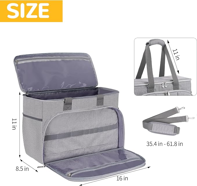 Dog Cat Grooming Bag for Vacuum,Scissors,Dog Grooming Kit Supplies | Portable Pet Grooming Supplies Organizer Tote Bag for Dogs Cats Grooming Kit Trimmer Tool Accessories Grey(Bag Only)