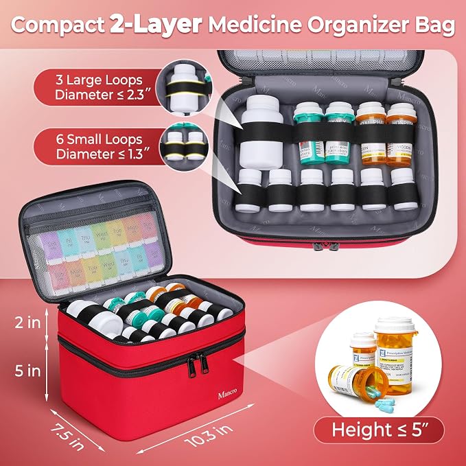Mancro Dual Layers Medicine Organizer Bag with Lockable Zipper (Pack of 2)