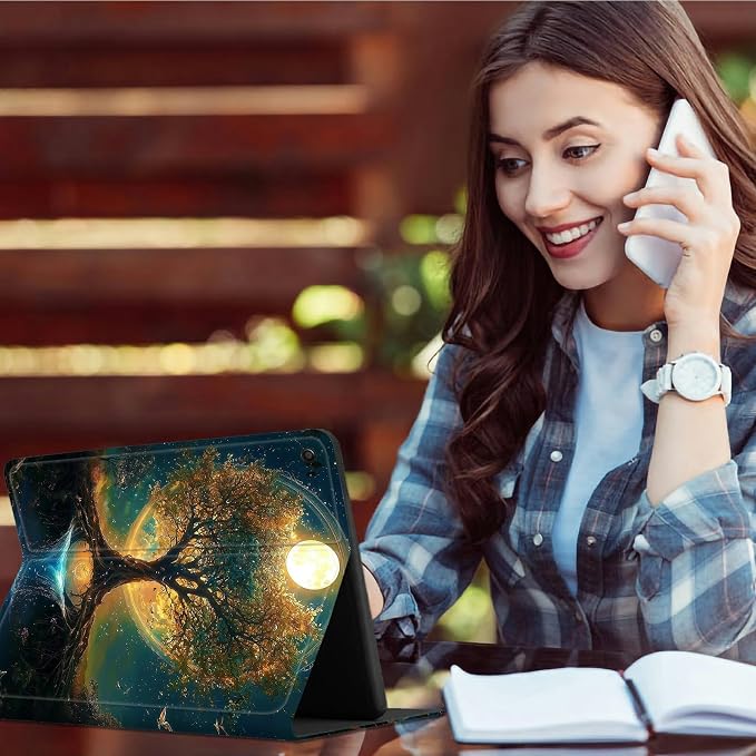 Case for Samsung Galaxy Tab A9+/A9 Plus 11" 2023 (SM-X210/X216/X218) | Slim Leather Smart Cover with Multi-Angle Anti-Slip Stand [Auto Wake/Sleep] Shell for Women Men - Moon Orange Tree