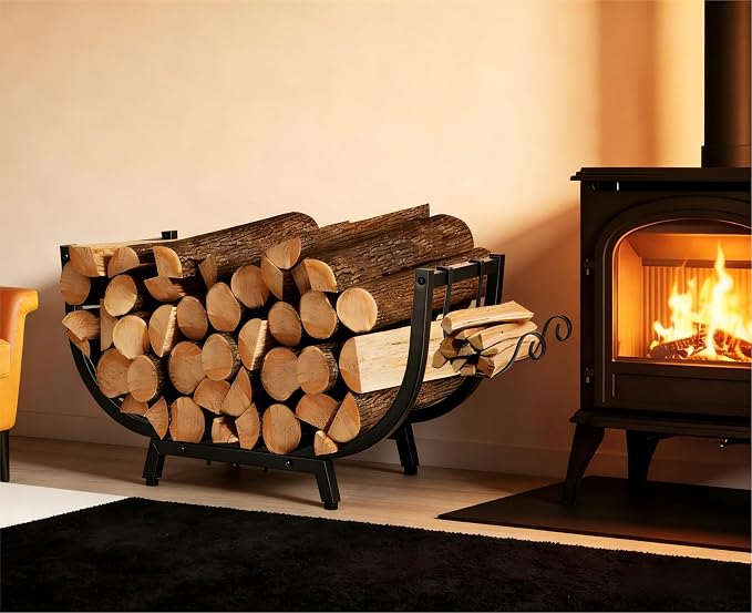 Kendane 30" Firewood Rack Outdoor and Indoor, Compact Firewood | log Storage & Holder,Stable Log Holder with Reinforced Steel Frame, Waterproof Rustproof Wood Storage Rack for Fireplaces