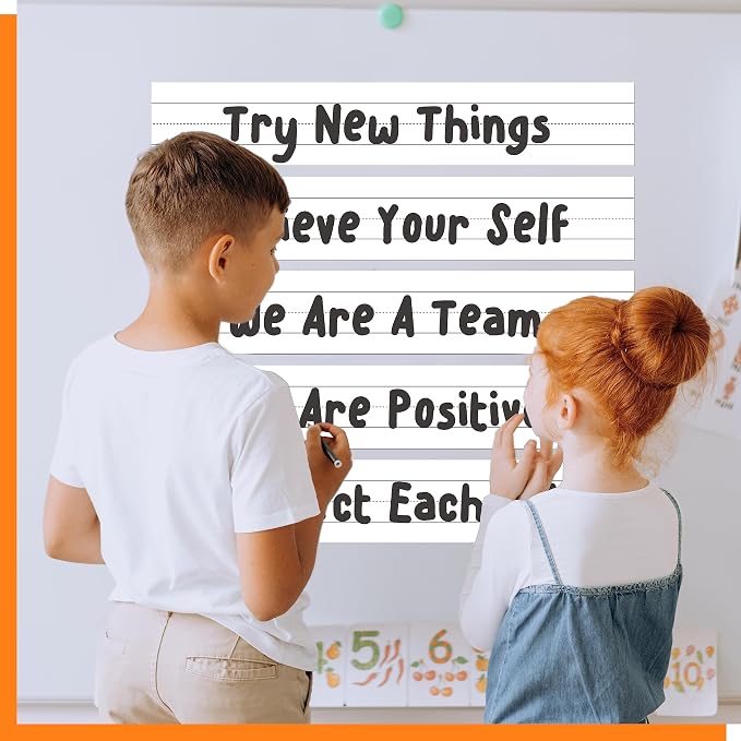 10 Pack Magnetic Sentence Strips, Dry Erase Writing Strip Erasable & Writable Lined Sentence Learning Strip for Classroom Learning Tool School, Office Supplies Whiteboard (17” x 3”)