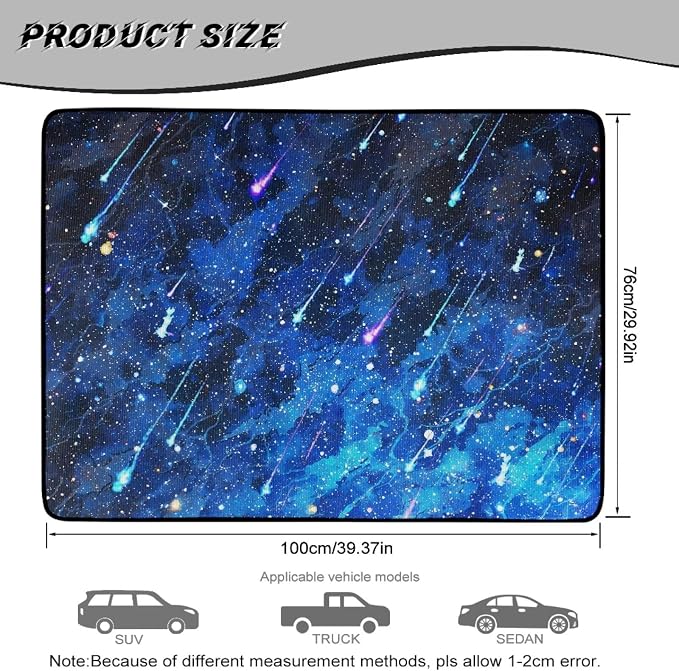 Howilath Blue Meteor Galaxy Trunk Liner Car Trunk Mat Non-Slip Cargo Mat, Universal Fit Rear Trunk Protection Vehicle Interior Accessories for Cars