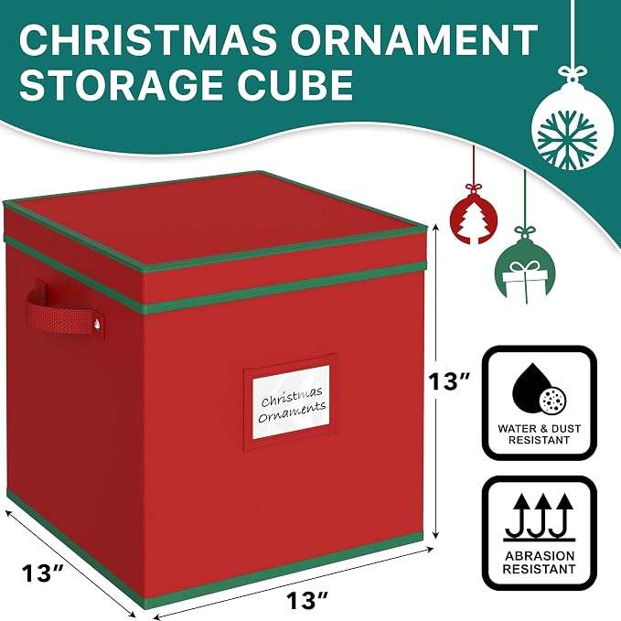Simple Houseware 64 Christmas Ornament Storage Box with Adjustable Dividers | Heavy-Duty