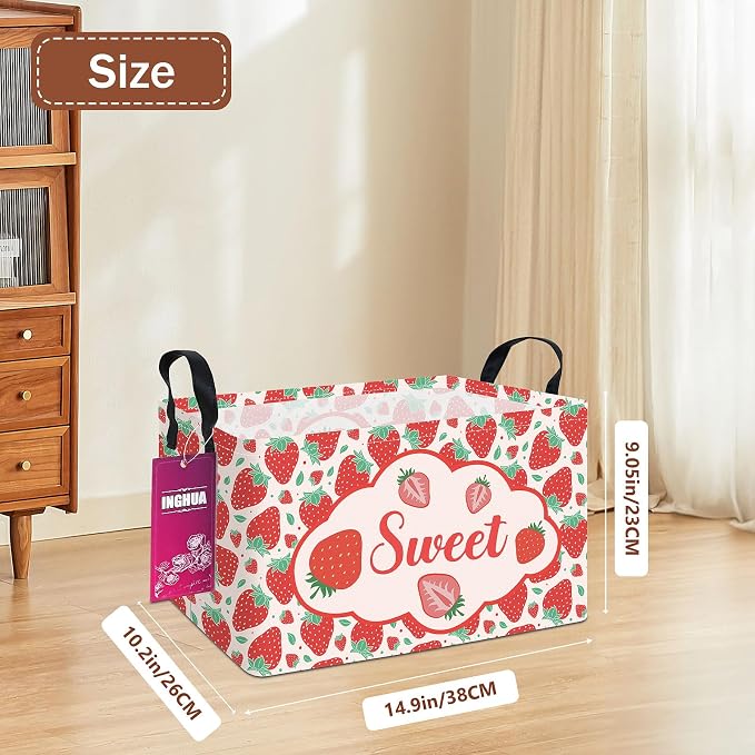 Rectangular Strawberry Storage Basket | Gifts Bag for Toys,Books,Clothes,Gifts,Pets-Perfect for Home,Office,Nursery,Dorm,Shelf