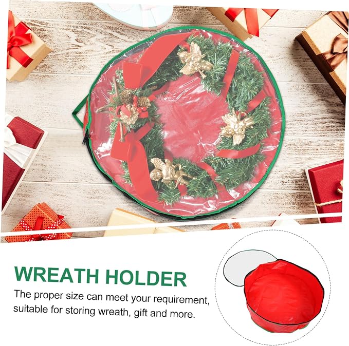 1pc Wreath Storage Bag with Clear Window Container for Holiday Wreaths Packing Holder for Christmas Decorations Easy to Carry