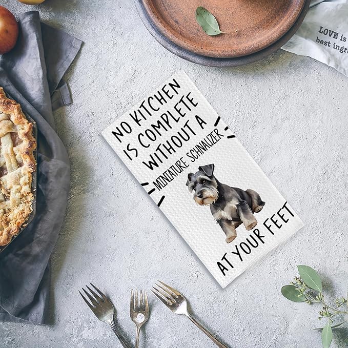 Miniature Schnauzer Gifts Kitchen Towels, Mini Schnauzer Gifts Dish Tea Towels, Dog Mom Gifts Hand Towels for Kitchen Decor, Dog Lover Gifts, 16x24 Inch