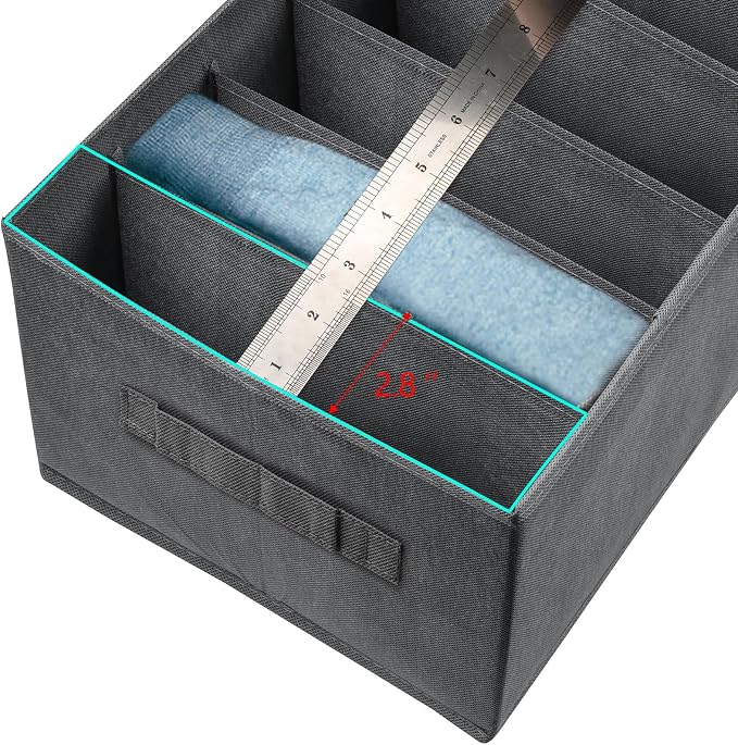 4Pcs Large Wardrobe Clothes Organizer, 6/9 Grids Foldable Jeans Closet Drawer Organizer Storage Box with Handles for Pants, T-shirts, Sweater, Scarves, Bras (17.3"x11.8"x7.9")