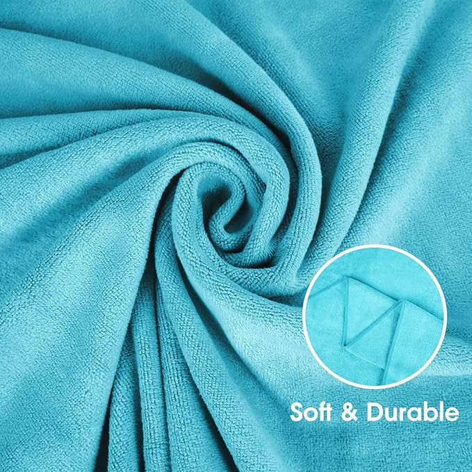 JML Bath Towel, Microfiber Bath Towels Set 6 Pack (30" x 60") - Large Size, Extra Absorbent, Quick Drying, Multipurpose Use as Bath Fitness Towel, Sports Towels, Yoga Towel, Aquamarine