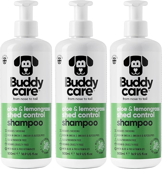 Buddycare Shed Control Dog Shampoo Aloe & Lemongrass Scented | with Aloe Vera and Pro Vitamin B5 (50.72oz)