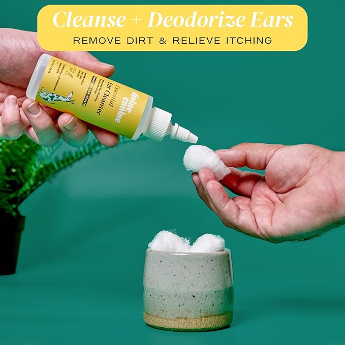 Dog Ear Cleaner - 4 Fl Oz of Dog Ear Wash - Drops to Dissolve Wax, Combat Odor, and Support Healthy Ears - Made with Chamomile, Honey, and Aloe - Made in the USA