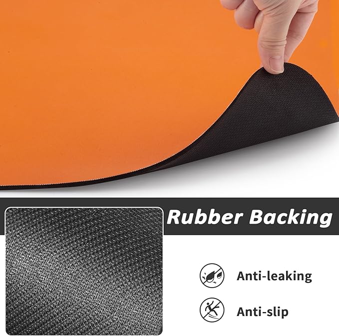 HotLive Dog Food Mat - Absorbent Cat Mat for Food and Water, No Stains Pet Feeding Bowl Mat, Easy to Clean Pet Placemats, Quick Dry Dog Water Dispenser Mat for Messy Drinkers | Orange 12"x 19"
