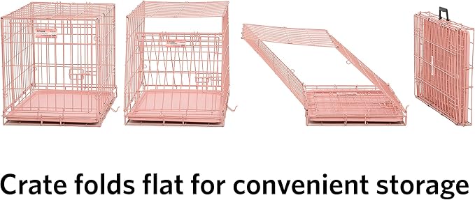 MidWest Homes for Pets Pink Fashion iCrate Starter Kit, 24-inch Dog Crate Bundle for Small Dogs, Includes Crate, Pet Bed, 2 Bowls and Privacy Cover