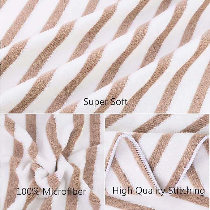 JML Beach Towels Set of 4, 30" x 60", Microfiber Bath Towel for Adult, Cabana Stripe, Absorbent, Quick Dry, Perfect for Salon, Hotel, Travel, Sport, Swimming, Yoga, Camping, Coffee
