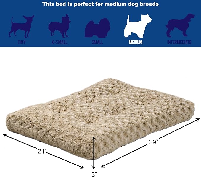 MidWest Homes for Pets Medium QuietTime Deluxe Mocha Ombré Swirl Plush Pet Bed, Machine Washable, Non-Skid Bottom, Soft Crate Mat for 30-inch Crates