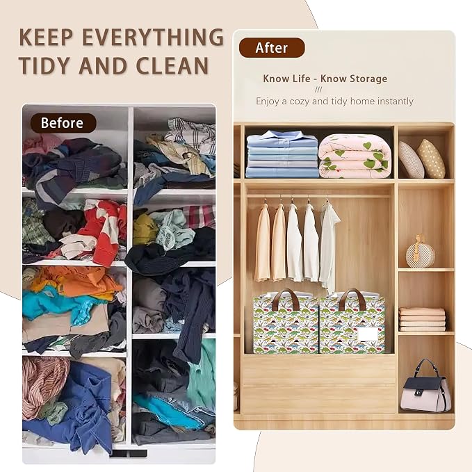 Dinosaur Pattern Collapsible Storage Box - 17x11.5x10.5 Inch Foldable Organizer for Nursery, Playroom Decor,Toy Storage - No Lid Single Pack Organizer Bin