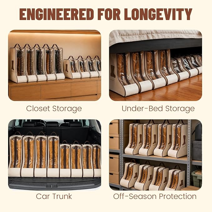 8Pack Portable Waterproof Storage Bags, Boot Bags For Cowboy Boots, Dustproof Shoe Bags for Storage are Used for Travel Storage, Under the Bed, Shoe Cabinet and Other Home Storage