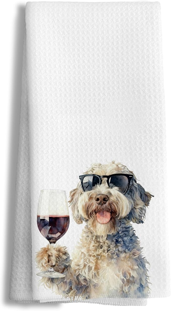 Funny Goldendoodle Decorative Kitchen Towels, Doodle Dog Gift Hand & Tea Towels for Bar Cart, Dog Mom and Dad Gifts Dish Towel Dishcloth, 16x24 Inch