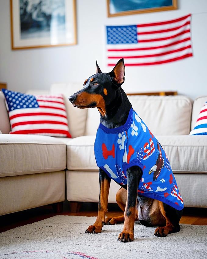 PET SHOW 4 Pack 4th of July Dog Shirts for Extra Large Dogs Boy Girl | Patriotic t-shirts for dogs,polyester,US flag sleeveless vest, independence day holiday clothes tank top,XXXL