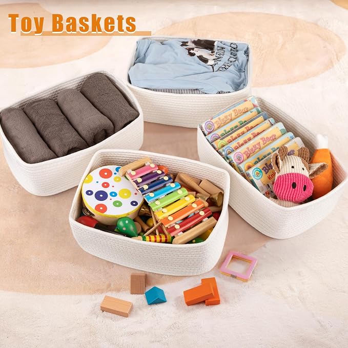 OIAHOMY 4 PACK 12L Storage Baskets for Organizing Storage Bins White | Small Bins for Shelves Small Storage Basket Shelf Baskets Organizer Baskets for Gifts Empty Cute Decorative Storage Bins