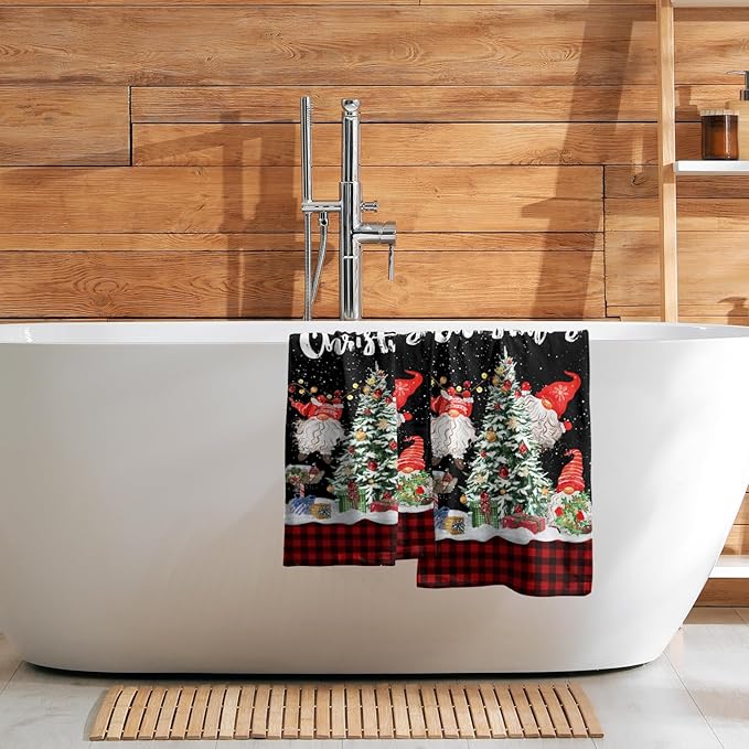 Winter Gnomes Hand Towels Set of 2 Xmas Tree Decorative Absorbent Fingertip Towels Home Hotel Spa Gym Face Towels Kitchen Tea Dish Towels