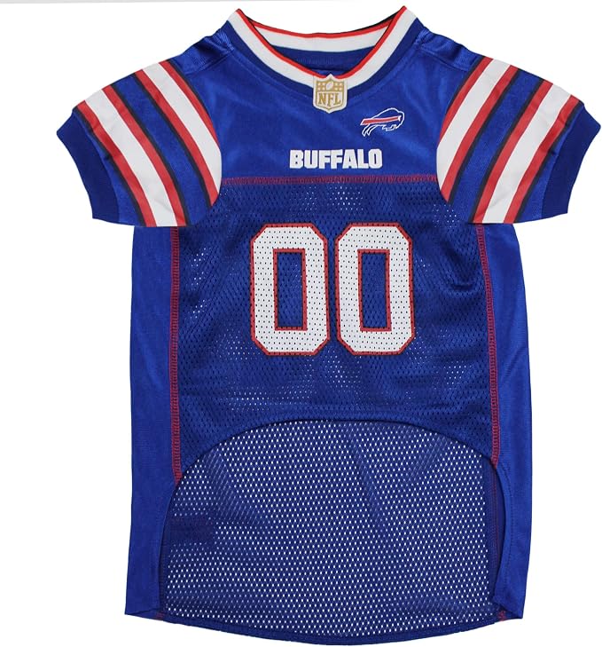 Pets First Buffalo Bills Dog Jersey, X-Large, Buffalo Bills Colors, Poly-mesh and Satin, Pull On, NFL Jerseys, Unisex, Breathable, for All Breed Sizes