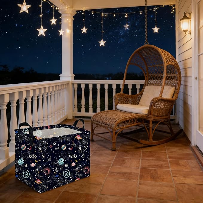 Rectangular Star baskets,Storage Basket,Waterproof foldable laundry basket for Kids,Cute Toys Storage Bin Organizer,Book bins,Starry Sky Galaxy Room Decor(Stars)