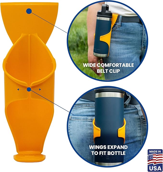 Acrobat - Water Bottle Holder - Patented Hands-Free Carrier for Portable Drink Containers - Lightweight & Durable Plastic - Accessories for Dog Walking, Hiking, Traveling, Construction - USA