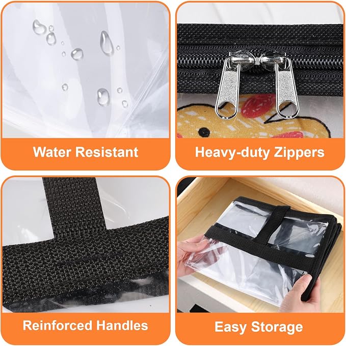 SpaceTrove Clear Storage Bags, 6-Pack Under Bed and Closet Organizers 60L | Clear PVC bags with zippers and handles, foldable waterproof moving bags store comforters, blankets, bedding, clothes and toy