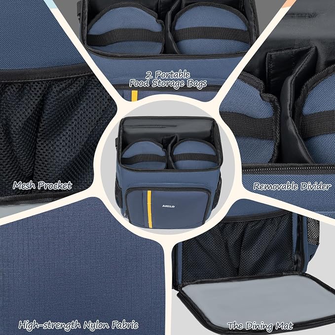 ANILD Dog Travel Bag Backpack, Flight-Ready TSA-Approved Dog Travel Bag with 2 Leak-Proof Food Canisters, 2 Foldable Silicone Bowls, Multi-Compartment Organizer for Hiking, Camping, Dog Mom Essentials