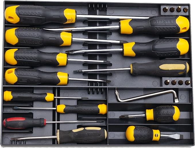 Screwdriver Organizer – Black Heavy-Duty Toolbox Organizer Rack for Phillips, Flathead & Precision Screwdrivers – Wall Mount or Drawer Storage for Garage, Workshop & Tool Chest