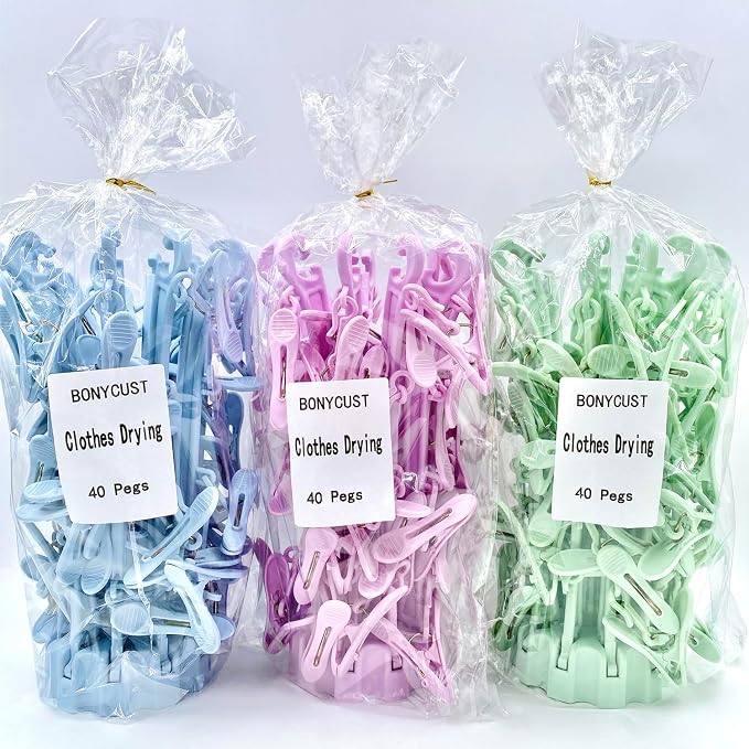 Clothes Sock Drying Hanger with 40 Clips,Foldable Hanging Rack | for Drying Socks Lingerie Baby Clothes Drying Towels Rotatable Sock Drying Rack with 40 Pegs Clips(Blue)