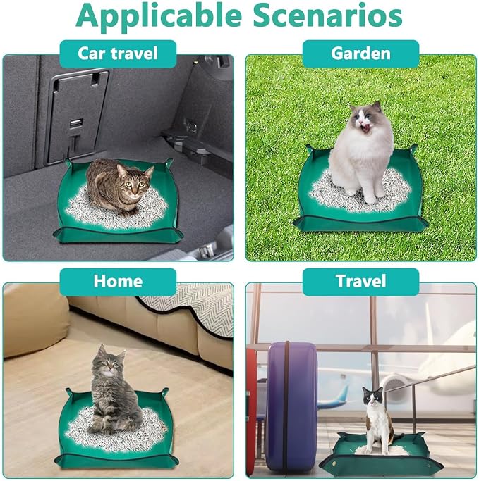 BNOSDM Travel Litter Boxes for Cats Foldable Litterbox Kit Portable Litter Box with Scoop Bowl Waterproof & Non-Stick for Car, Hotels, Outings, Indoors, Temporary Stays