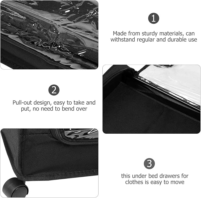 ARTIBETTER Bed Clothes Storage Organizer with Wheels and Lid Metal Frame Rolling Storage Rack with Fabric Base Panel Space-saving for Small Bedrooms and Pet