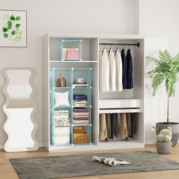 C&AHOME Wire Cube Storage, 9 - Cube Organizer Metal C Grids, Shelves, Blue | Modular Shelves Units, Closet Organizer, Storage Bins Shelving, Ideal for Home, Office, Living Room