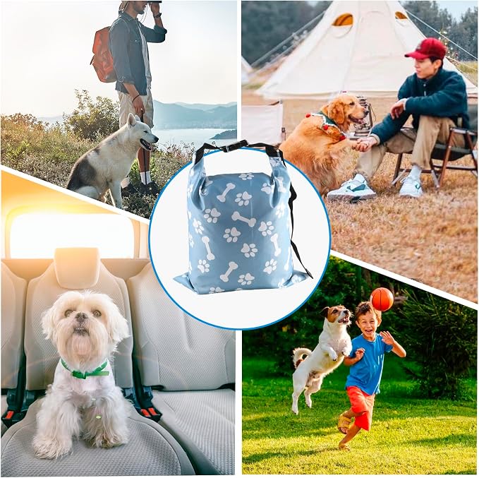 2Packs Dog Travel Bag,10 lb Dog Food Storage Container, Large Capacity Pet Travel Accessories, Reusable Dogs Food Carrier for Camping with 2Packs Collapsible Dogs Bowls,Perfect for Camping Trip