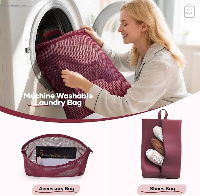Veken 9/11 Set Compression Packing Cubes Garment Bags for Travel Essentials,Compressible Expandable Luggage Organizer Bags for Clothing,Space Saver Bags with Over 1000 pcs of Mesh Holes(Wine Red)