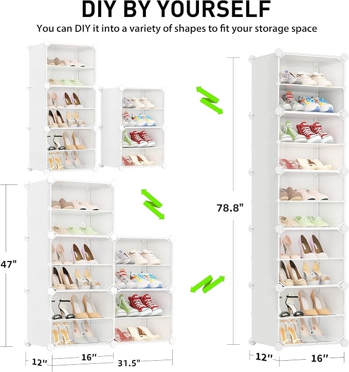 Shoe Storage,10 Tier Shoe Rack Organizer for Closet Shoe Cabinet with Door Shoe Shelves for Closet,Entryway,Hallway,Bedroom