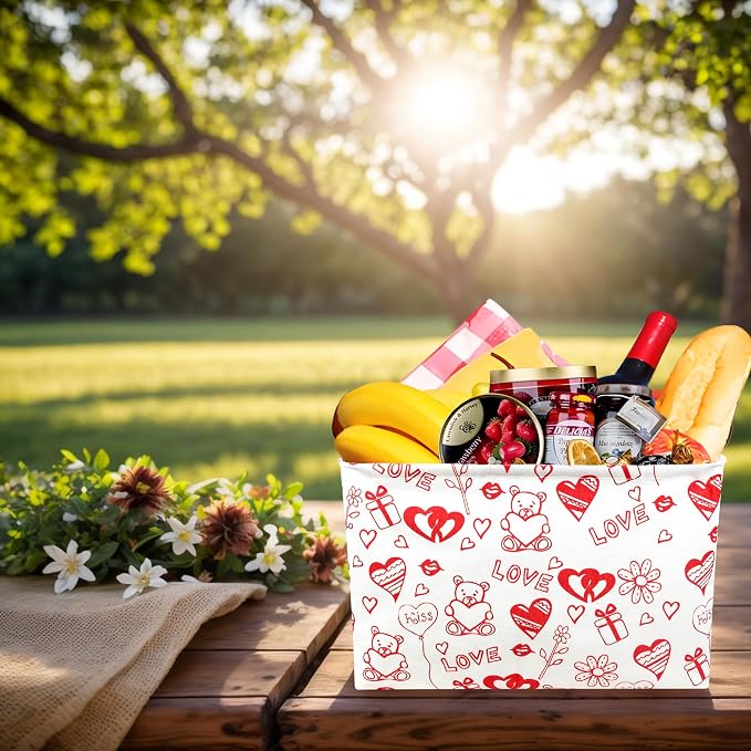 Valentine's Day Basket Gift for Empty Cute Heart Large Storage Bin for Kid and Baby Room Décor (Bear Love)