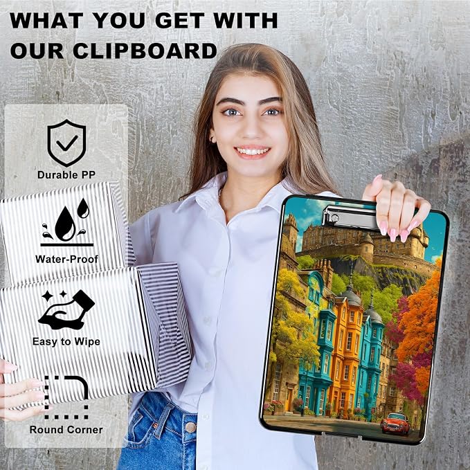 Heavy Duty Storage Clipboard, Slim Nursing Clipboard with Internal Pen Case, Portable File Organizer Case for A4 Letter Size Paper Office Medical Professionals, Castle Maple Tree