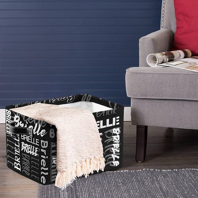 Personalized Storage Bins with Name Custom Kids Storage Basket Cubes Organizer with Handles for Organizing Boys and Girls Toys Shelf Closet Nursery Baskets Boxes, 1 Pack