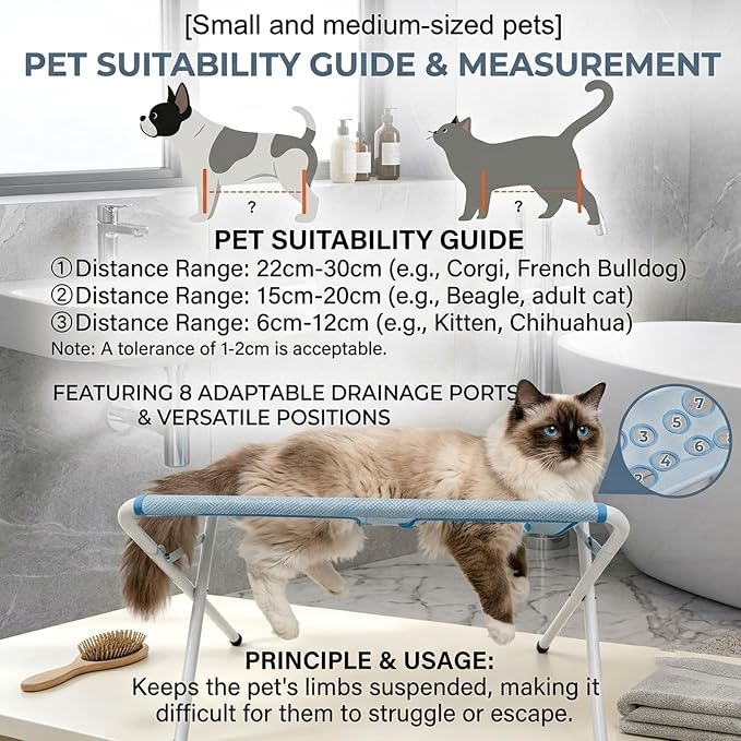 2-in-1 Foldable Pet Grooming Bed, Foldable Pet Grooming Hammock，Pink | Dog Grooming Hammock Stand, Pet Bathing Stand with Breathable Mesh & Strap for Nail Trimming, Bathing, Haircuts