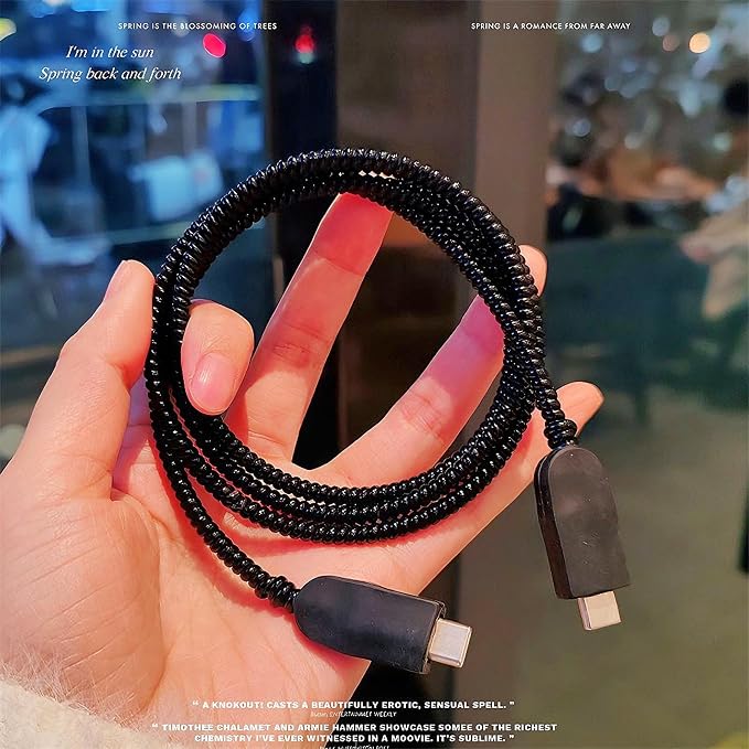 Cute Cable Protector for iPhone Charger,DIY Classic Charging Cord Protector,Soft Frosted Silicone Charger Cover,Data Cable Saver Phone Cable Protector for iPad iPhone 14 15 16 17Pro Max-Pure Black