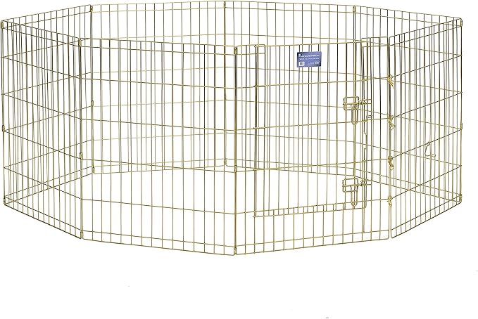MidWest 30-Inch Exercise Pen, Single Door, 16 Sq Ft Play Area | for Indoor and Outdoor Use, Large Door Opening & Secure Latch, Easy to Set Up, Foldable Playpen