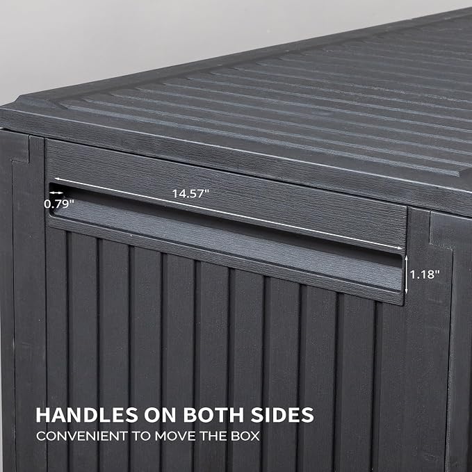 90 Gallon Outdoor Storage Box with Maze Texture, Waterproof Resin Deck Box for Patio Furniture Cushions, Lockable & Weather Resistant Garden Bin for Pool Toys & Tools, Black