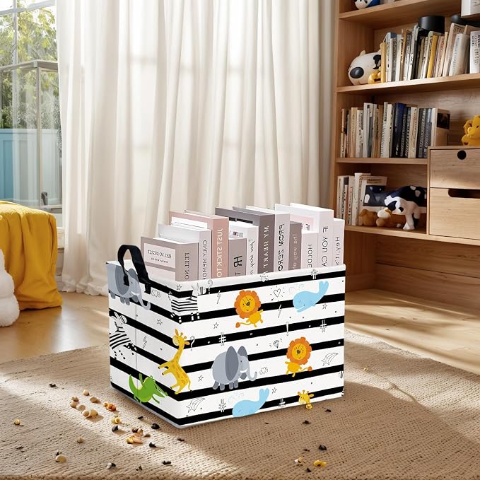 Kid Cute Nursery Storage Basket Baby Toy Clothes Storage Bin Playroom Bedroom Decor Basket(Animal Jungle)